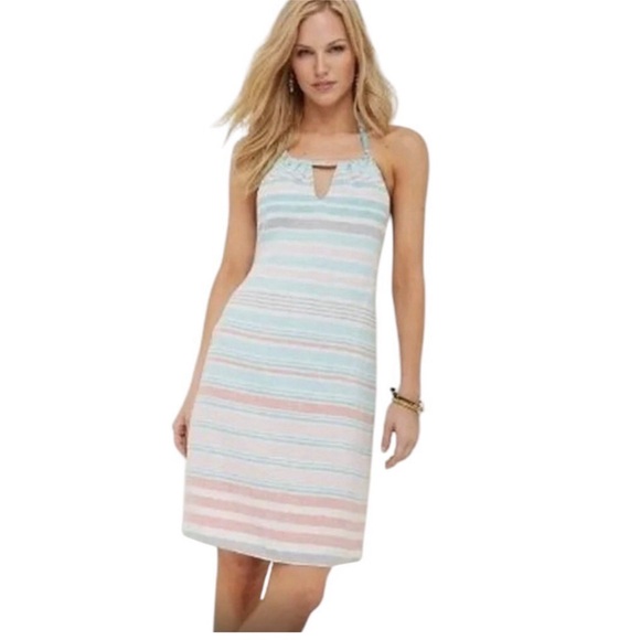 Tommy Bahama Women’s Kohala Stripe Halter Dress in Ice Cave Size M - Picture 2 of 13